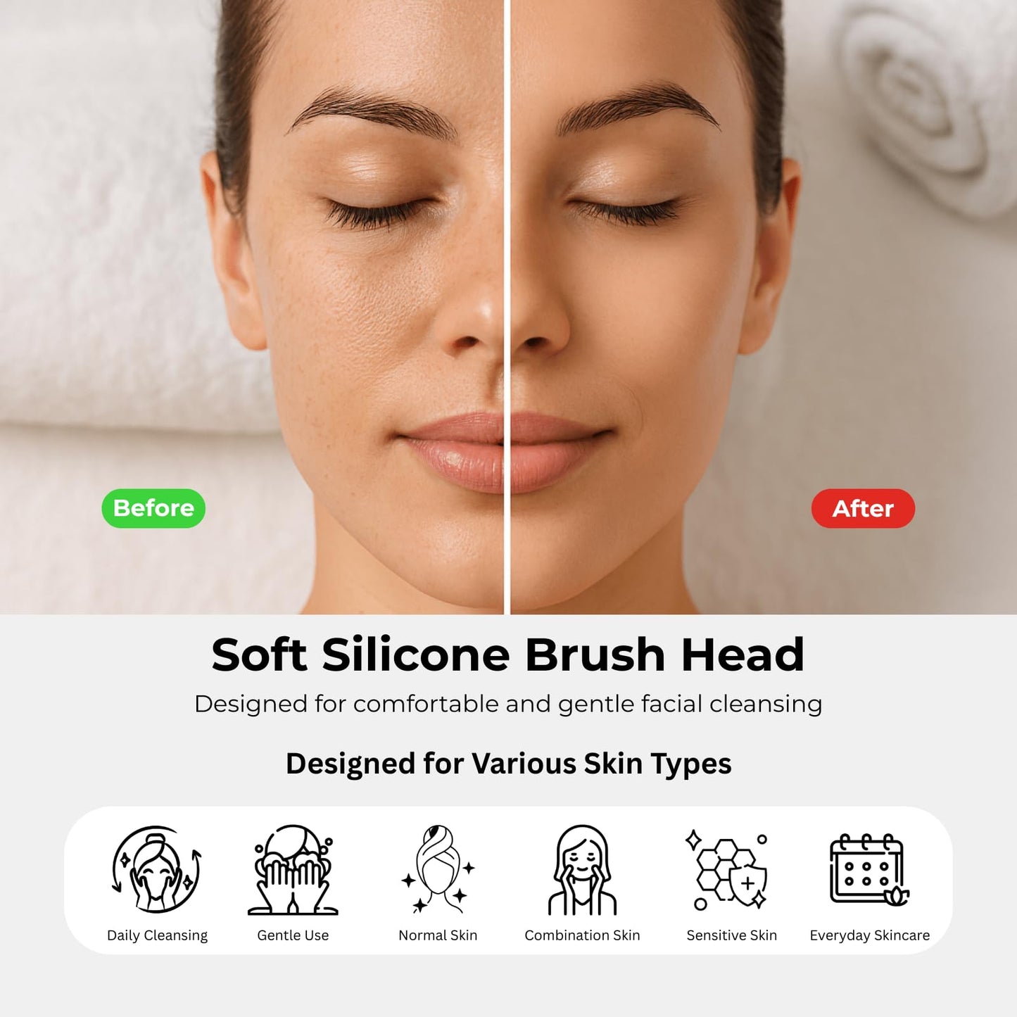 CALİRA Face Scrubber Electric Facial Cleansing Brush with LED Light