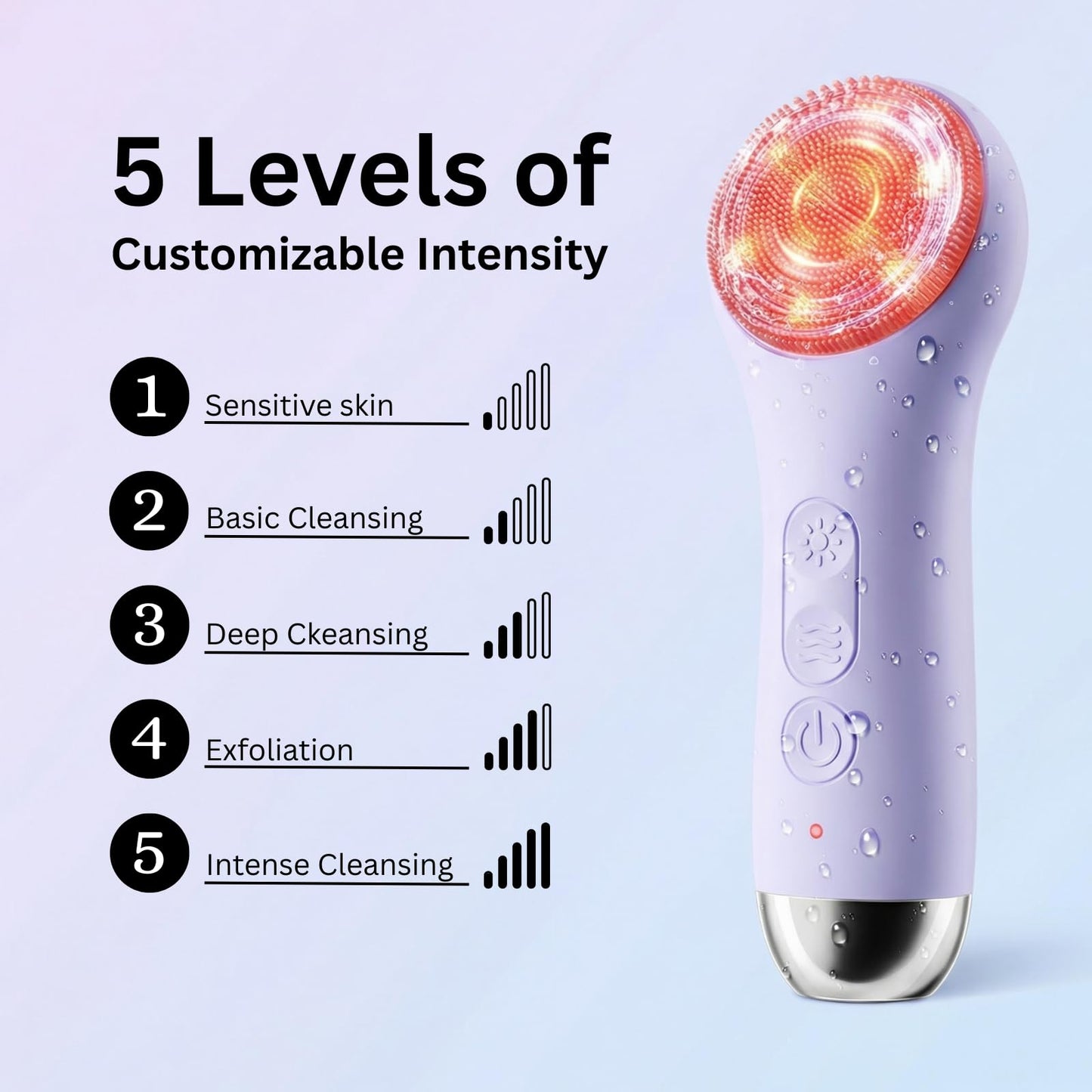 CALİRA Face Scrubber Electric Facial Cleansing Brush with LED Light